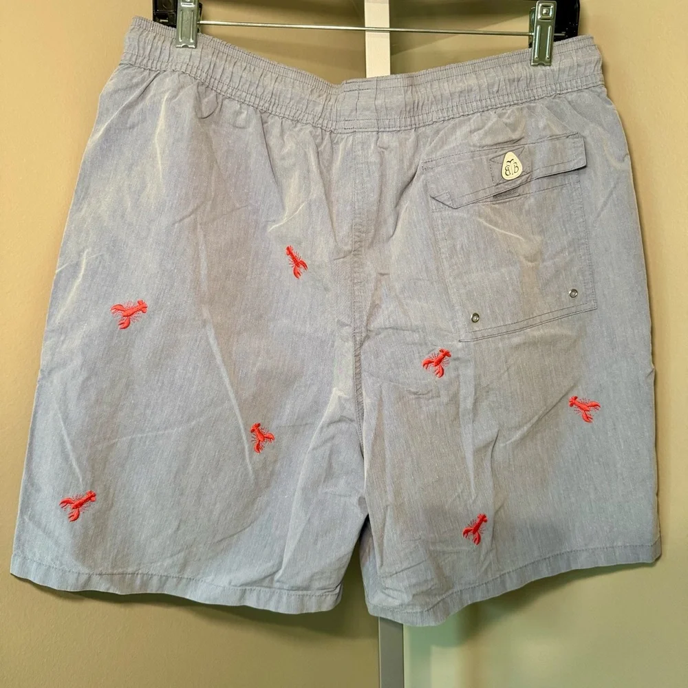 Men's Brooks Brothers Lobster Print Light Blue‎ Swim Shorts Size Medium